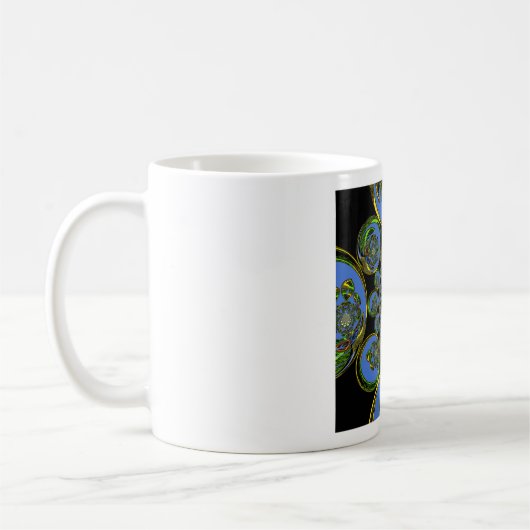 Schöne coole Königsblauer Kaleidoskopkunst Kaffeetasse (Links)