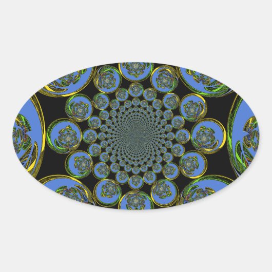 Schöne coole Königsblauer Kaleidoskopkunst Ovaler Aufkleber (Vorderseite)