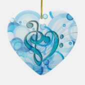 Schöne, coole Musiknoten zusammen als Herz Keramikornament (Hinten)