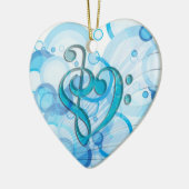 Schöne, coole Musiknoten zusammen als Herz Keramikornament (Links)