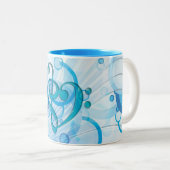 Schöne, coole Musiknoten zusammen als Herz Zweifarbige Tasse (VorderseiteRechts)