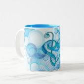 Schöne, coole Musiknoten zusammen als Herz Zweifarbige Tasse (Vorderseite Links)