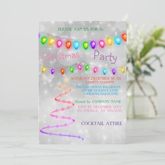 Schöne Coole Rainbow Weihnachtsbaum Einladung (Stehend Vorderseite)