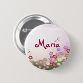 Schöne coole süße Mädchen Retro-Blumenmode Button (Vorne & Hinten)