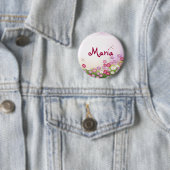 Schöne coole süße Mädchen Retro-Blumenmode Button (Beispiel)
