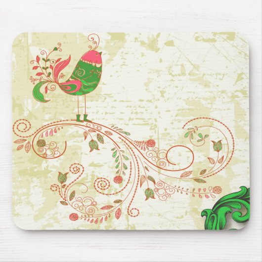 Schöne coole süße Mädchen Retro-Blumenmode Mousepad (Vorne)