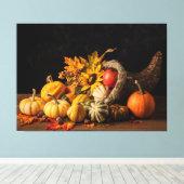 Schöne Cornucopia gefüllt mit Herbstgürteln Leinwanddruck (Insitu (Holzboden))