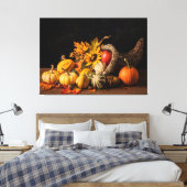 Schöne Cornucopia gefüllt mit Herbstgürteln Leinwanddruck (Insitu (Schlafzimmer))
