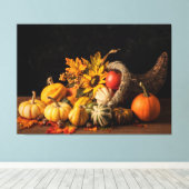 Schöne Cornucopia gefüllt mit Herbstgürteln Leinwanddruck (Insitu (Holzboden))