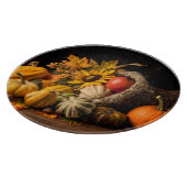 Schöne Cornucopia gefüllt mit Herbstgürteln Schneidebrett (Ecke)