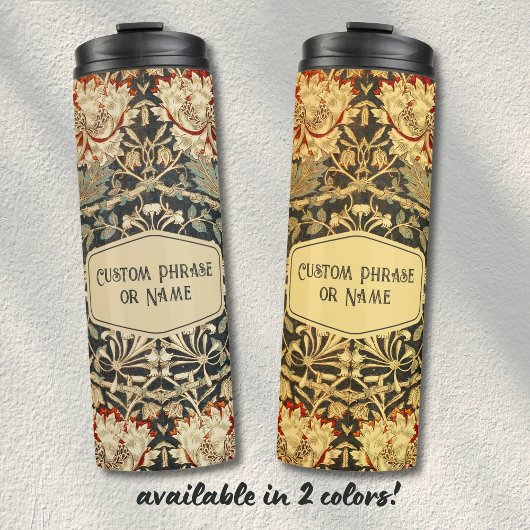 Schöne Creme Art Nouveau Floral Damask Name Thermosbecher