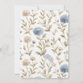 Schöne Creme Blaue Blumen Geburtstag Einladung (Rückseite)