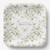 Schöne Creme blühende Baum Schmetterling Hochzeit Pappteller (Vorderseite)