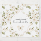 Schöne Creme blühende Baum Schmetterling Hochzeit Schaumweinetikett (Einzelnes Label)