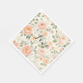 Schöne Creme-Pfirsich-Blumen-Brautstraußdusche Serviette (Ecke)