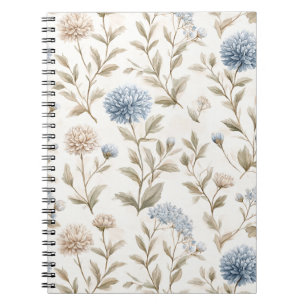 Schöne cremeblaue Blumen Notizblock
