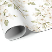 Schöne cremefarbene blühende Baumhochzeit Geschenkpapier (Rolleneckpunkt)