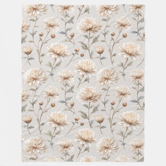 Schöne cremefarbene Blumen Fleecedecke (Vorderseite)
