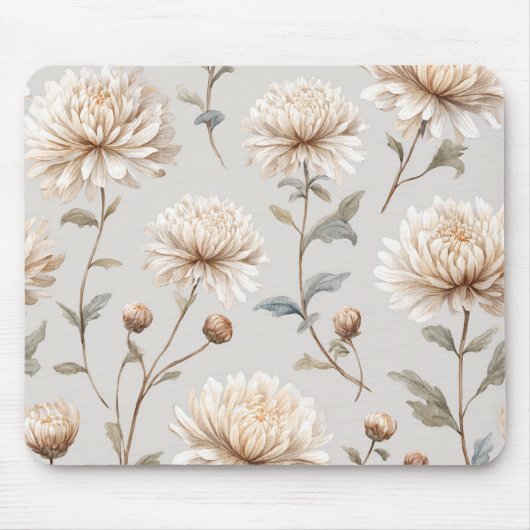 Schöne cremefarbene Blumen Mousepad (Vorne)