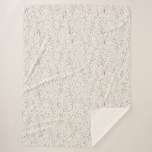 Schöne cremeweiße Blumen Sherpadecke (Vorderseite)