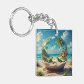 Schöne Curacao Strand Globus Schlüsselanhänger (Vorderseite links)