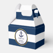 Schöne Custom Nautical Navy Blue Gold Baby Dusche Geschenkschachtel (Rückseite)