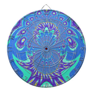 Schöne cyanblaue Kaleidoskop-Vektorgrafik Dartscheibe
