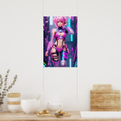 Schöne Cyberpunk-Frau Poster (Küche)