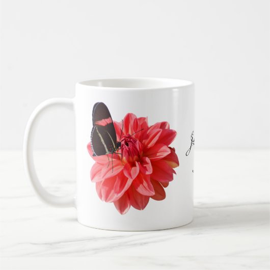 Schöne Dahlia Tasse mit Butterfly Coffee Cup Tasse (Links)