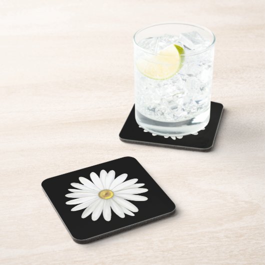 Schöne Daisy-Blume auf Black Getränkeuntersetzer (Rechte Seite)