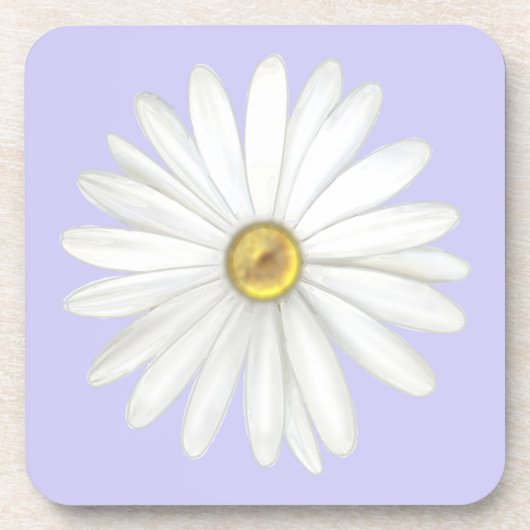Schöne Daisy Blume auf Light Periwinkle Getränkeuntersetzer (Vorderseite)