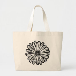 Schöne Daisy-Blume, Halftone Illustration Jumbo Stoffbeutel