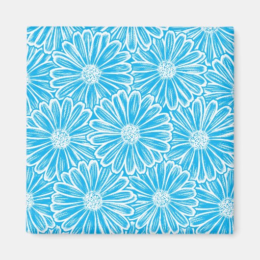 Schöne Daisy-Blume, Halftone Illustration Magnet (Vorne)