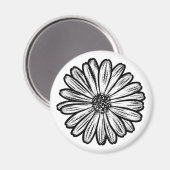 Schöne Daisy-Blume, Halftone Illustration Magnet (Vorderseite/Rückseite)