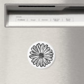 Schöne Daisy-Blume, Halftone Illustration Magnet (In Situ (Geschirrspüler))