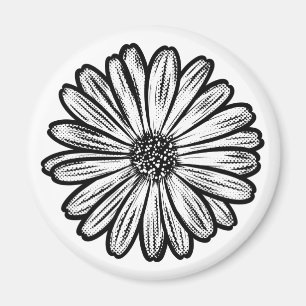 Schöne Daisy-Blume, Halftone Illustration Magnet