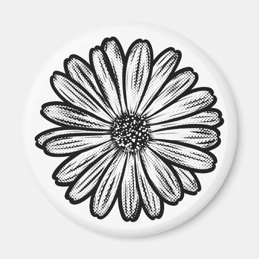 Schöne Daisy-Blume, Halftone Illustration Magnet (Vorne)