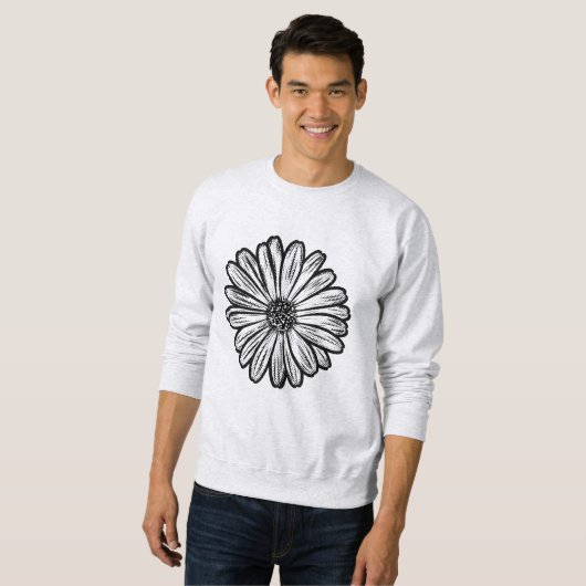 Schöne Daisy-Blume, Halftone Illustration Sweatshirt (Vorne ganz)