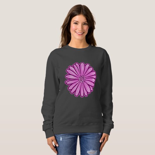 Schöne Daisy-Blume, Halftone Illustration Sweatshirt (Vorne ganz)
