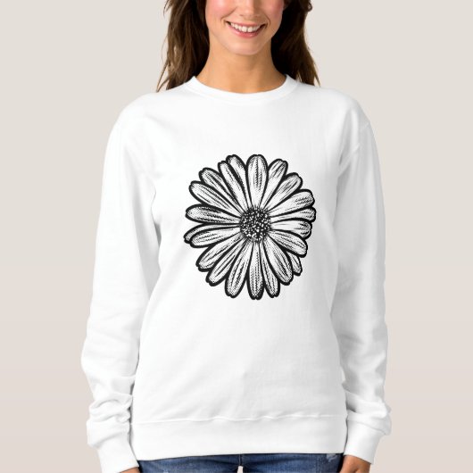 Schöne Daisy-Blume, Halftone Illustration Sweatshirt (Vorderseite)