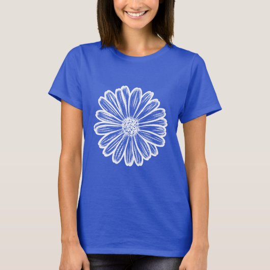 Schöne Daisy-Blume, Halftone Illustration T-Shirt (Vorderseite)