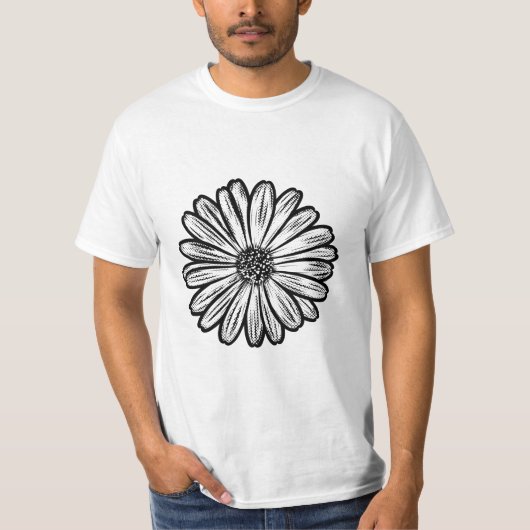 Schöne Daisy-Blume, Halftone Illustration T-Shirt (Vorderseite)