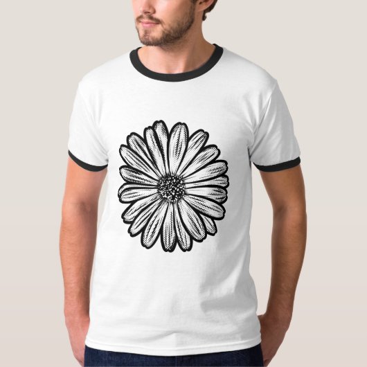 Schöne Daisy-Blume, Halftone Illustration T-Shirt (Vorderseite)