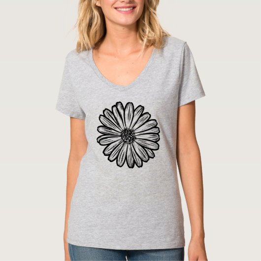 Schöne Daisy-Blume, Halftone Illustration T-Shirt (Vorderseite)