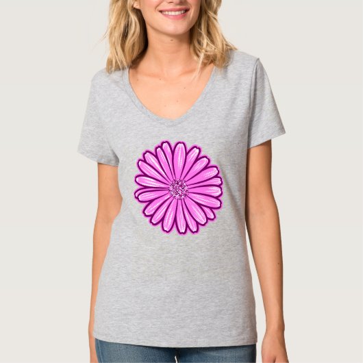 Schöne Daisy-Blume, Halftone Illustration T-Shirt (Vorderseite)