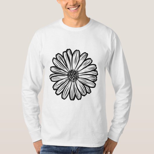 Schöne Daisy-Blume, Halftone Illustration T-Shirt (Vorderseite)