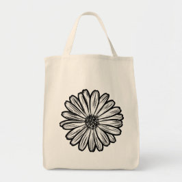 Schöne Daisy-Blume, Halftone Illustration Tragetasche