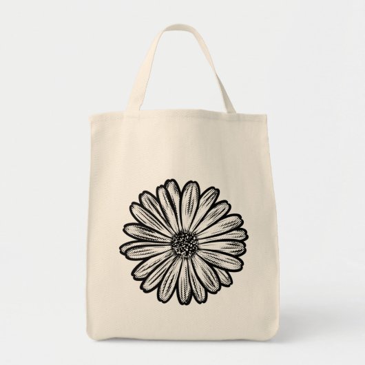 Schöne Daisy-Blume, Halftone Illustration Tragetasche (Vorne)