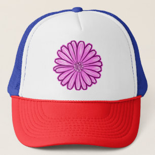Schöne Daisy-Blume, Halftone Illustration Truckerkappe