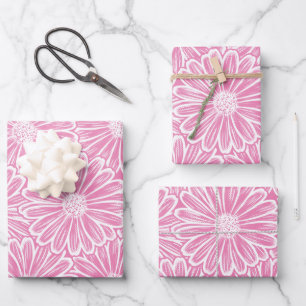 Schöne Daisy-Blume Halftone-Lichtdarstellung Geschenkpapier Set